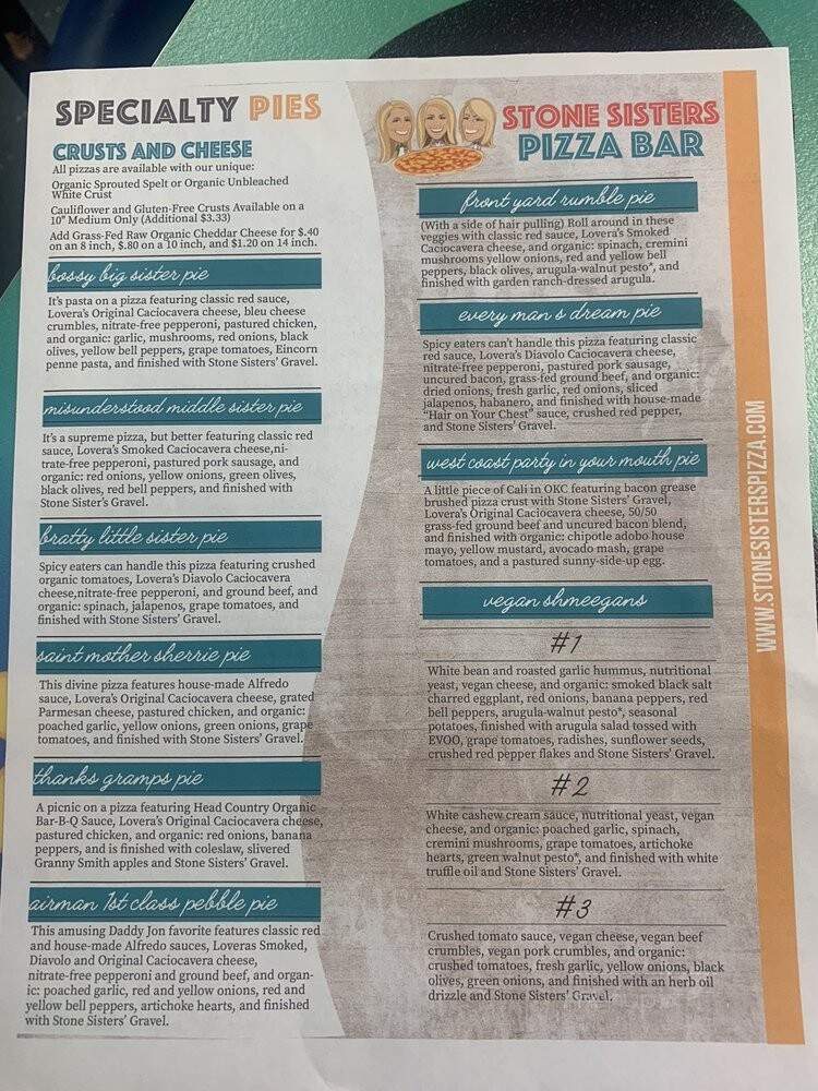 Stone Sisters Pizza Bar - Oklahoma City, OK menu_pic