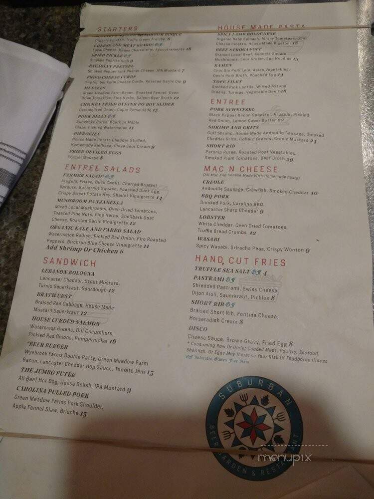 Suburban Restaurant and Beer Garden - Exton, PA menu_pic