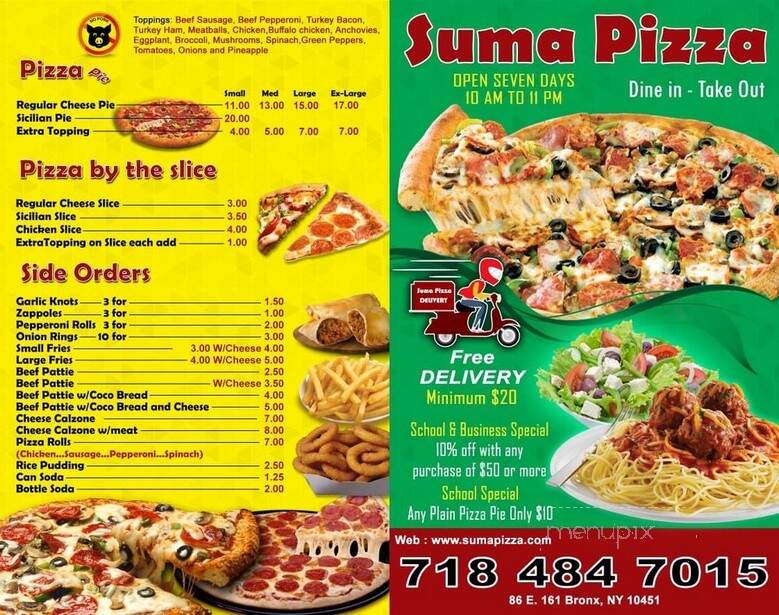 Suma Pizza - Bronx, NY menu_pic