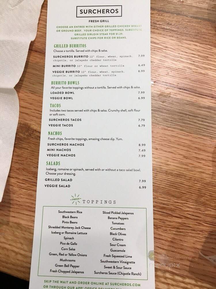 Surcheros Fresh Grill - Brunswick, GA menu_pic