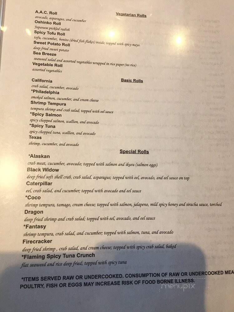 Sushi Kafe - Rochester Hills, MI menu_pic