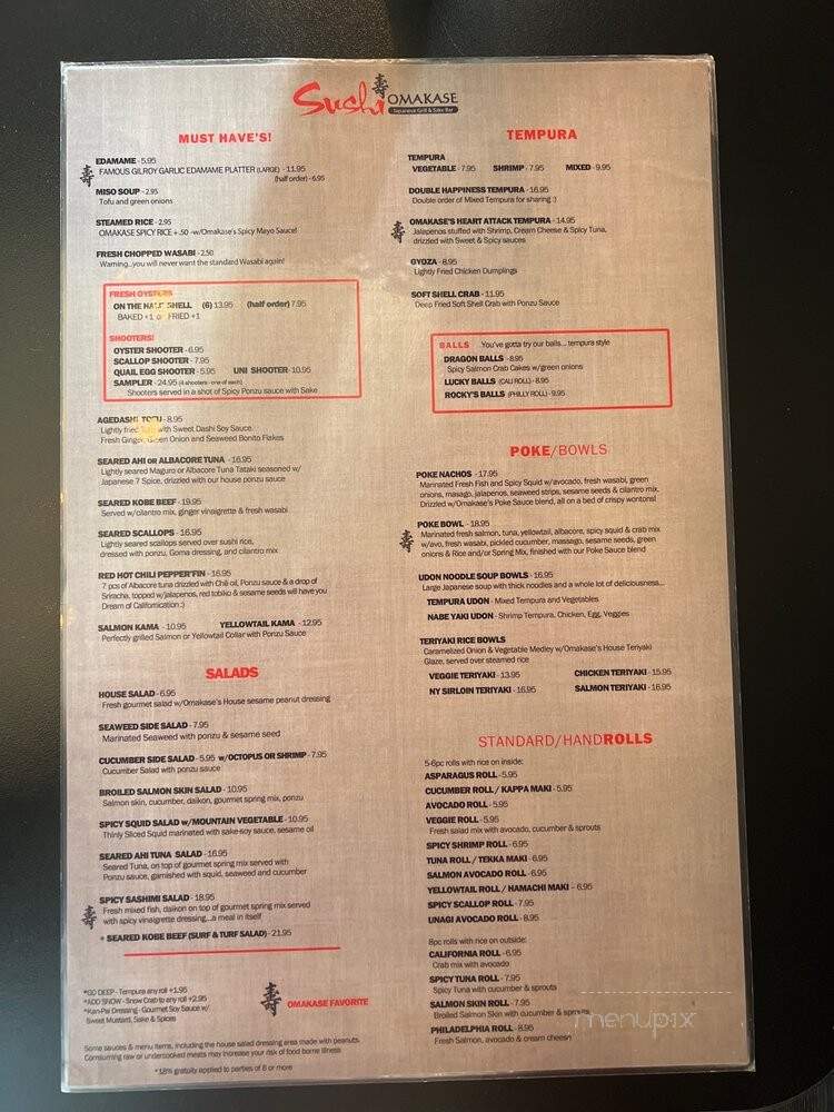 Sushi Omakase - Roseville, CA menu_pic