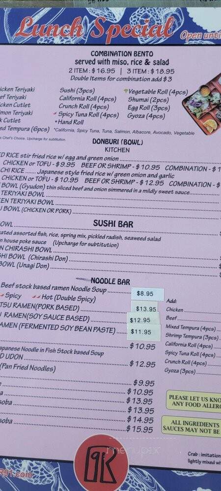 Sushi R91 - Riverside, CA menu_pic