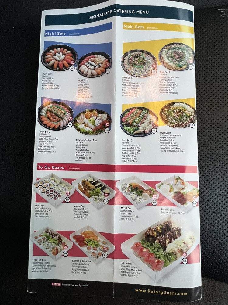 Sushi + Rotary Sushi Bar - Chicago, IL menu_pic