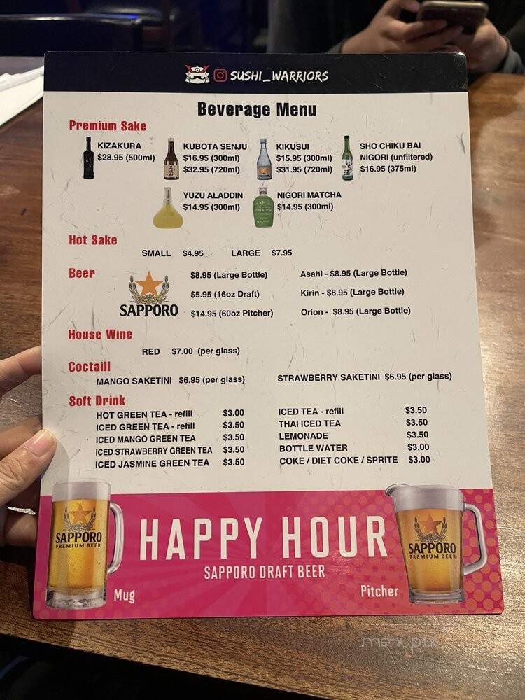 Sushi Warriors - Garden Grove, CA menu_pic