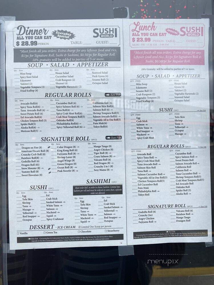 Sushi World - Chicago, IL menu_pic