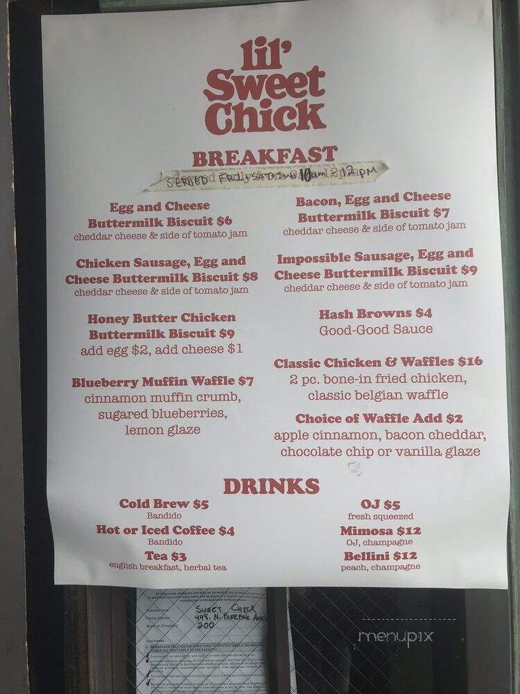 Sweet Chick - Los Angeles, CA menu_pic