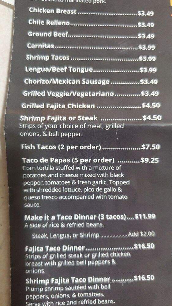 Taco Diner - Aurora, IL menu_pic