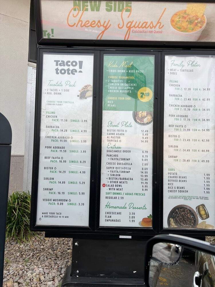Taco Tote! - El Paso, TX menu_pic