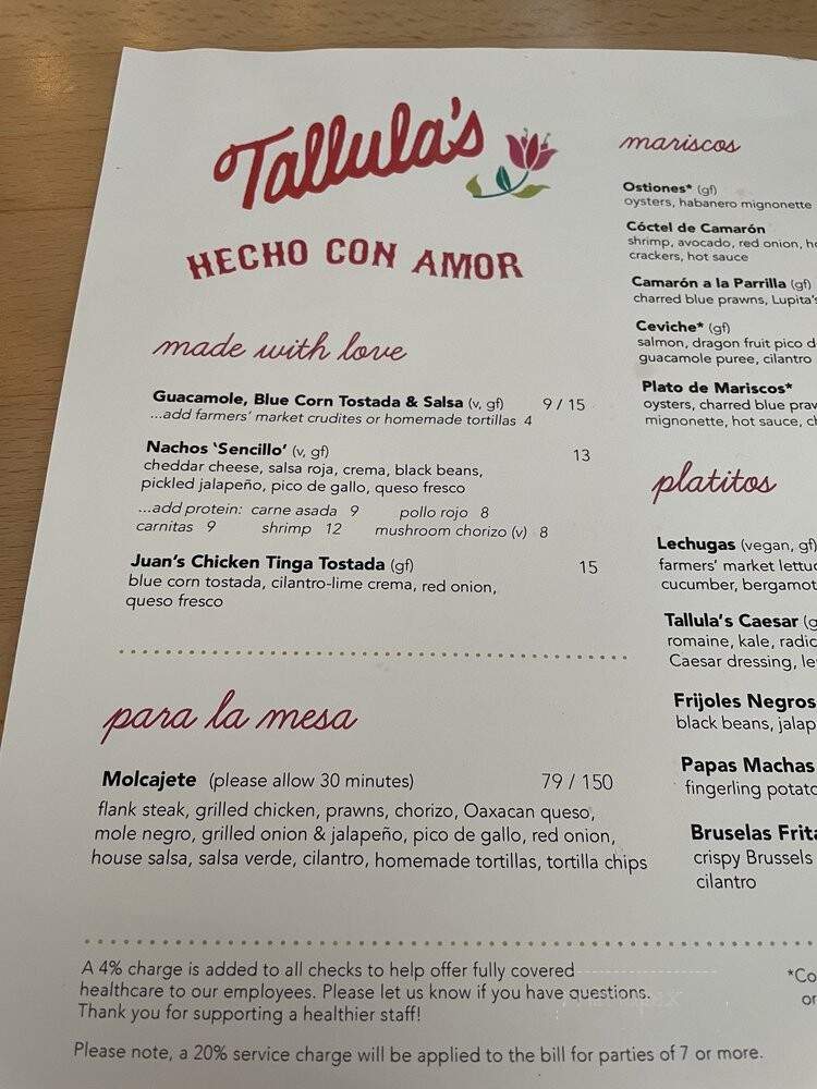 Tallula's - Santa Monica, CA menu_pic