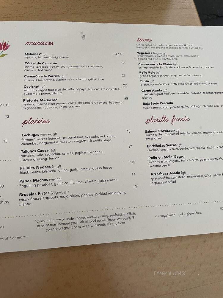 Tallula's - Santa Monica, CA menu_pic
