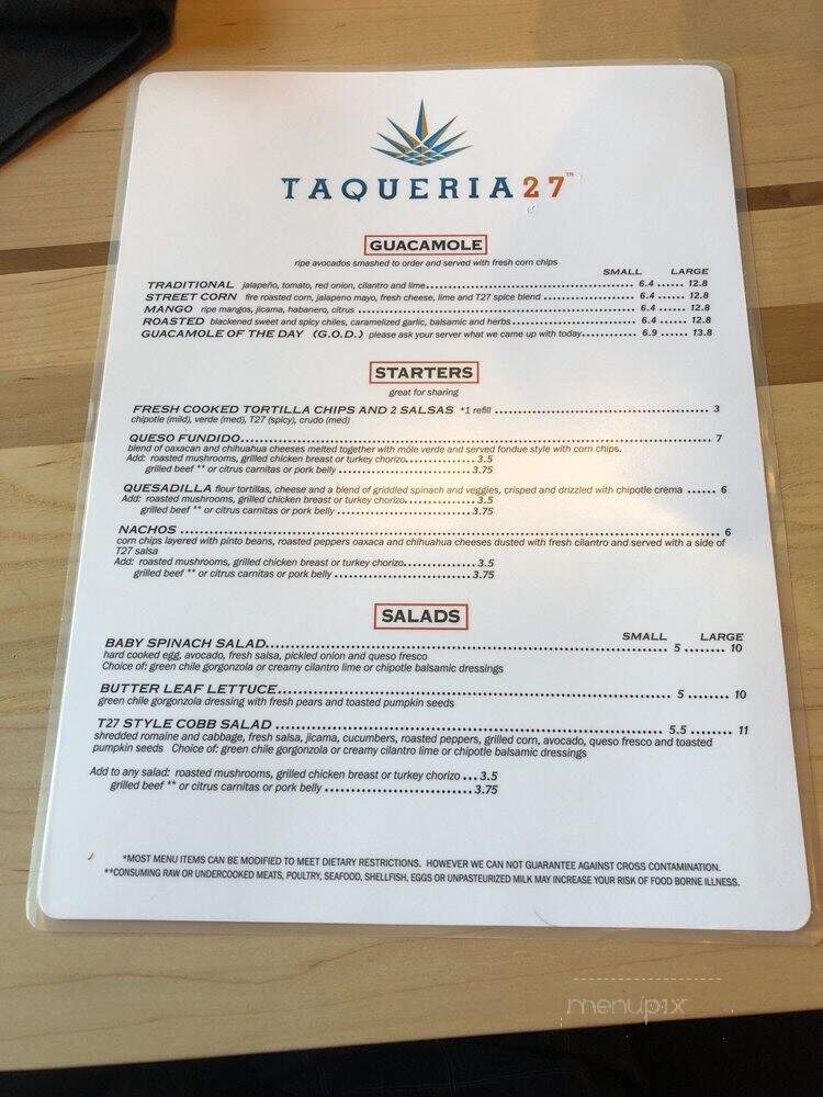 Taqueria 27 - Murray, UT menu_pic