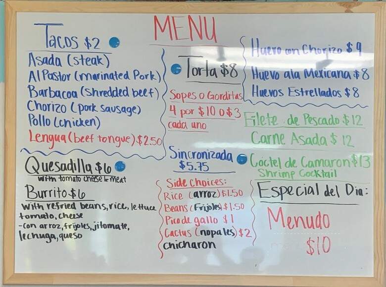 Taqueria Alexis - Byhalia, MS menu_pic