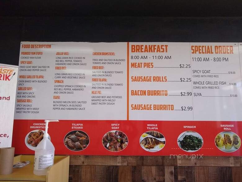 Taste-Afrik - Arlington, TX menu_pic