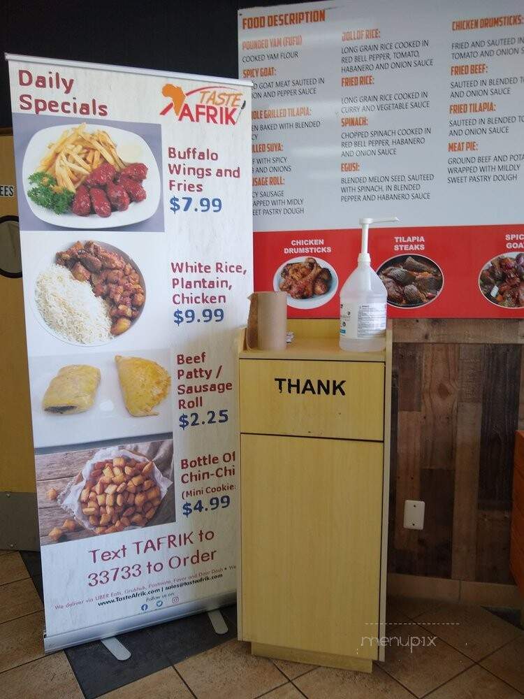Taste-Afrik - Arlington, TX menu_pic