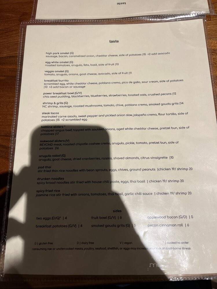 Taste - Raleigh, NC menu_pic