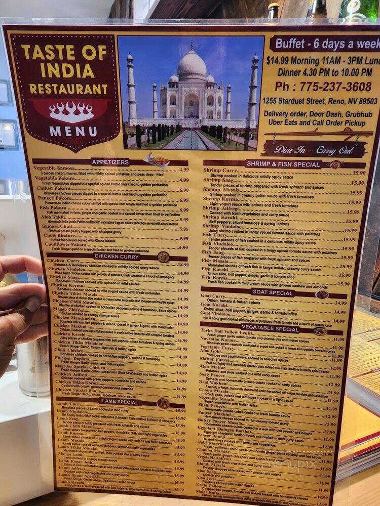 Taste of India - Reno, NV menu_pic