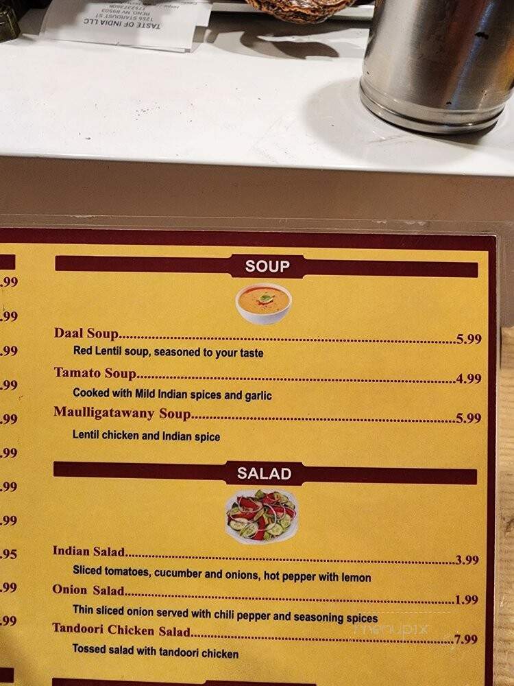 Taste of India - Reno, NV menu_pic