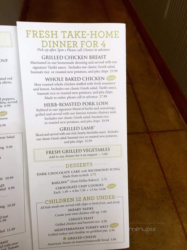 Taziki's Mediterranean Cafe - Brentwood, TN menu_pic