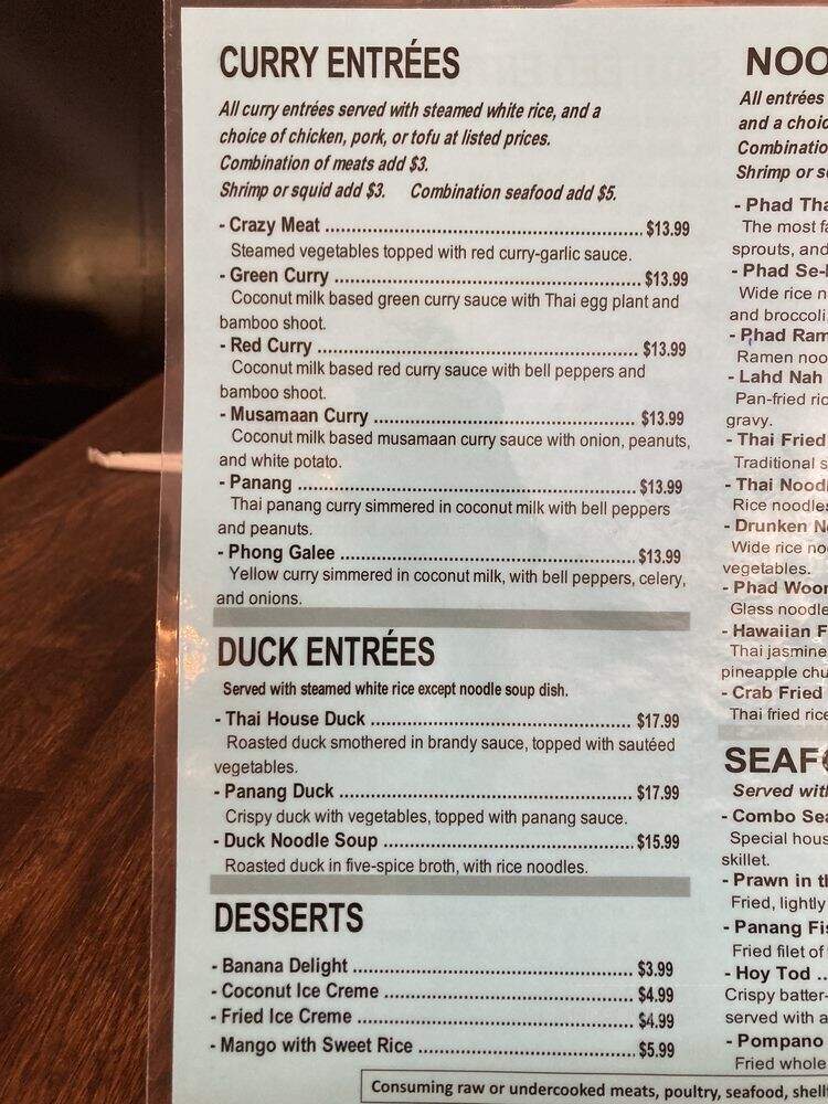 Thai House2 Restaurant - San Antonio, TX menu_pic
