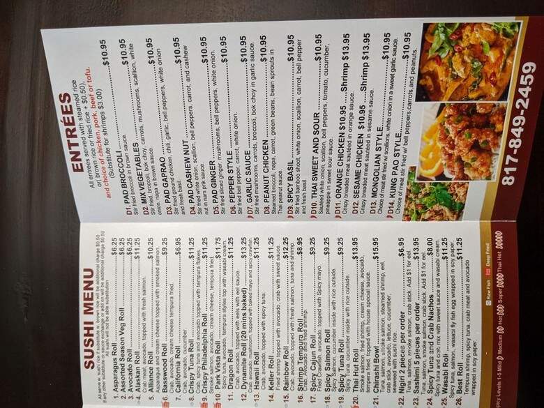 Thai Hut - Fort Worth, TX menu_pic