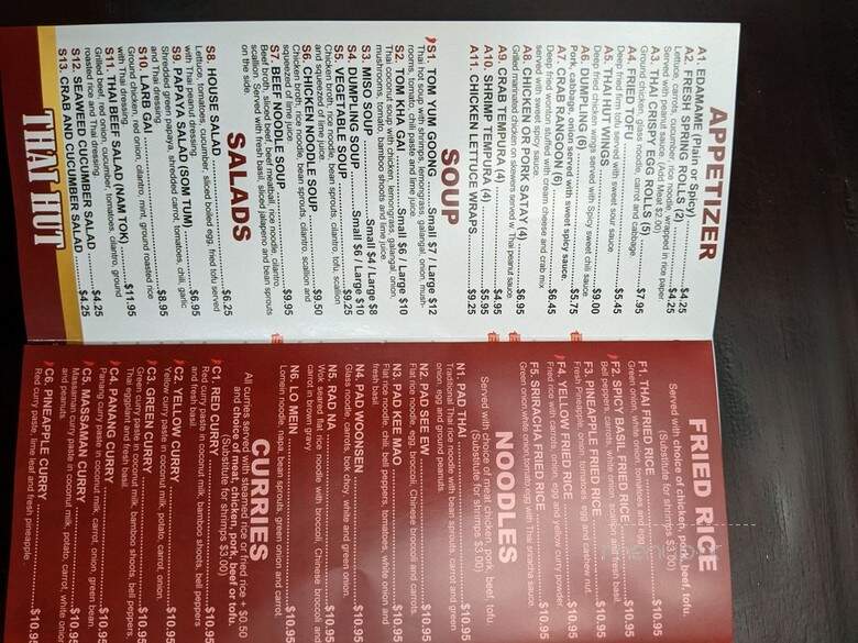 Thai Hut - Fort Worth, TX menu_pic