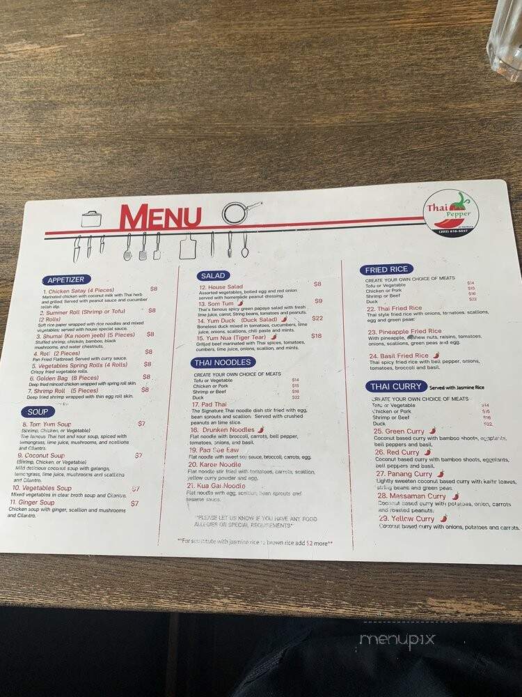 Thai Pepper - Danbury, CT menu_pic