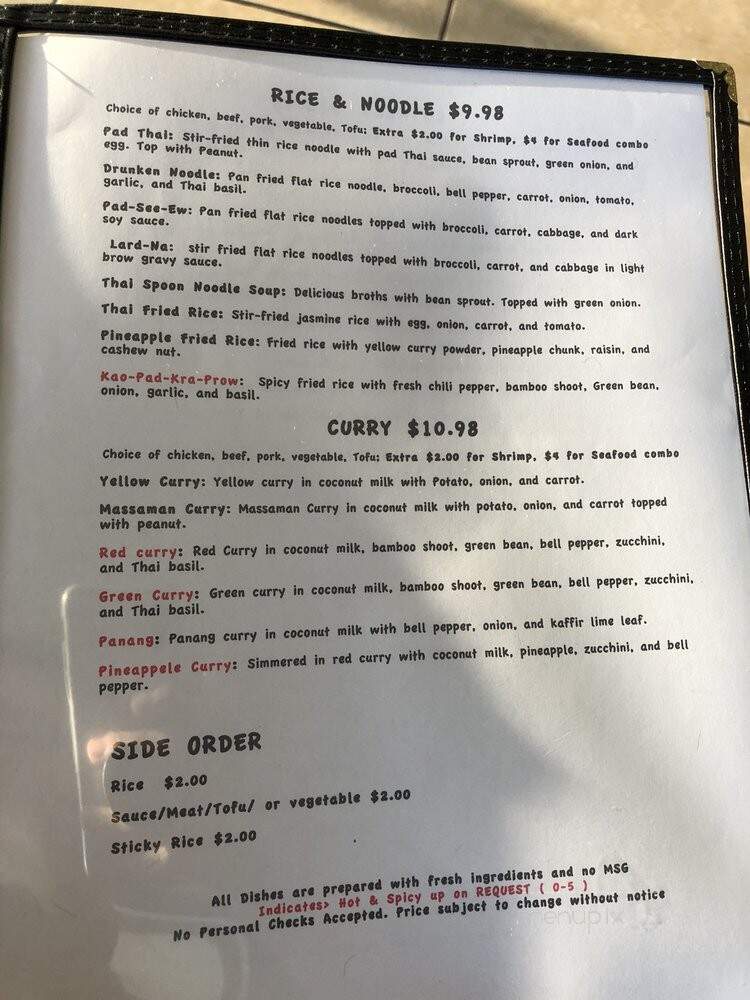 Thai Spoon - Murray, UT menu_pic
