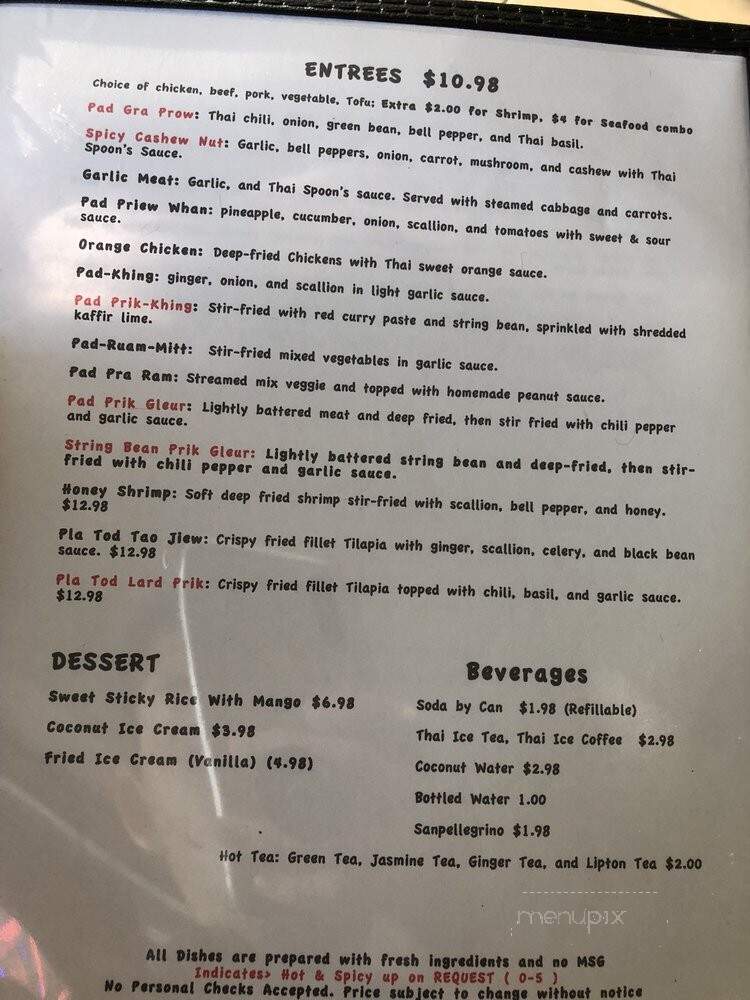 Thai Spoon - Murray, UT menu_pic