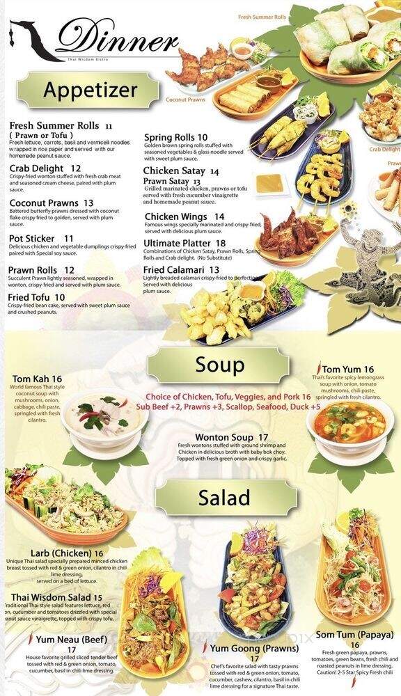 Thai Wisdom Bistro - Kirkland, WA menu_pic