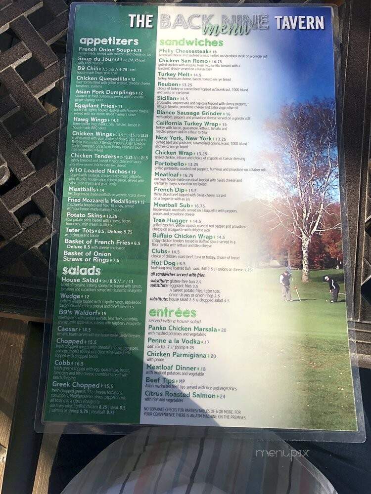 The Back Nine Tavern - New Britain, CT menu_pic