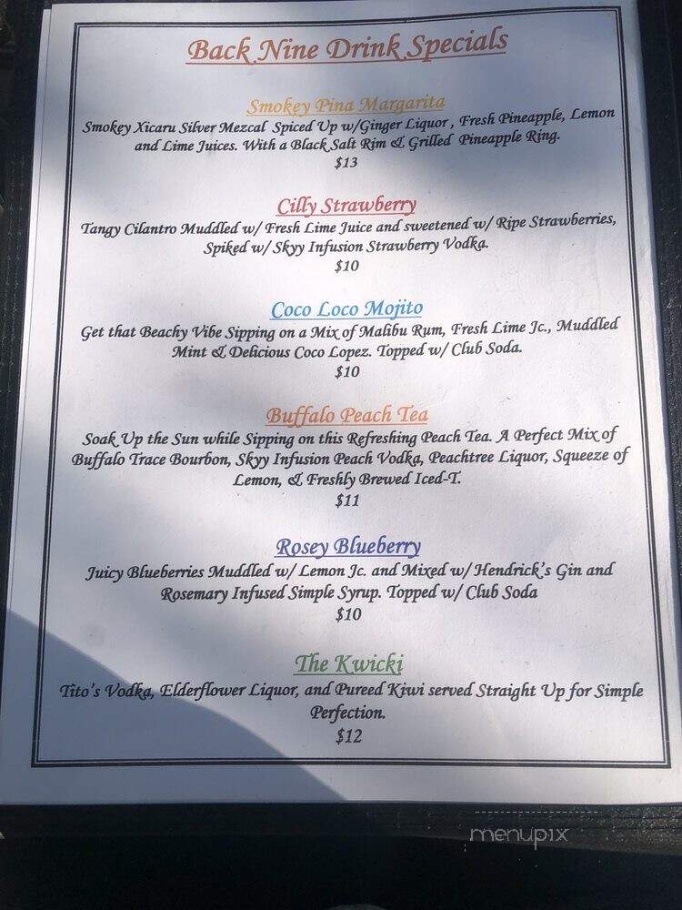 The Back Nine Tavern - New Britain, CT menu_pic