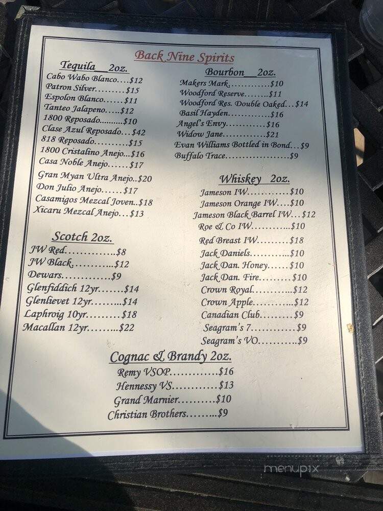 The Back Nine Tavern - New Britain, CT menu_pic
