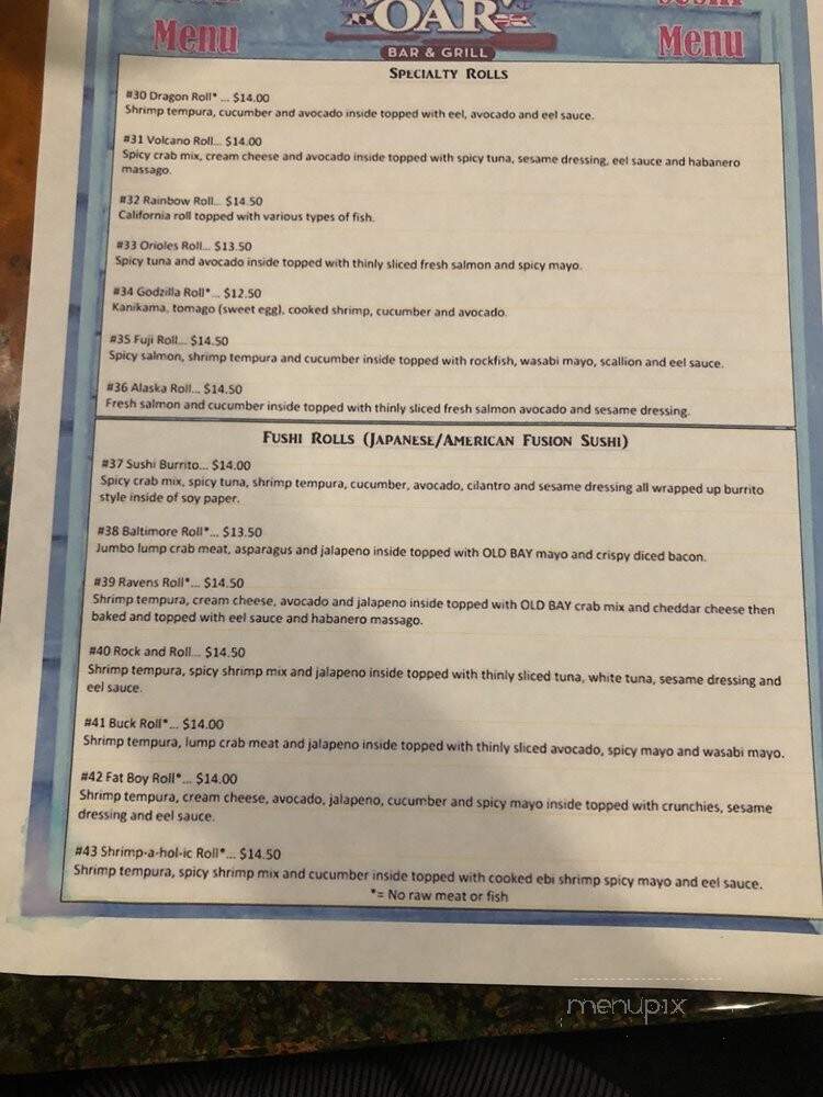 The Broken Oar - Glen Burnie, MD menu_pic