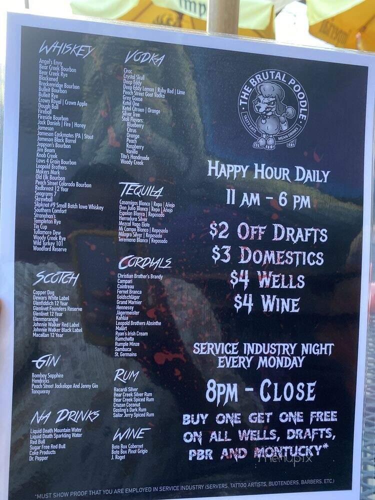 The Brutal Poodle - Denver, CO menu_pic