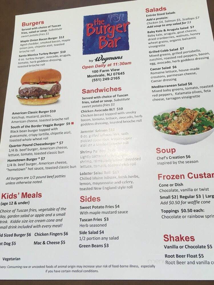 The Burger Bar by Wegmans - Montvale, NJ menu_pic