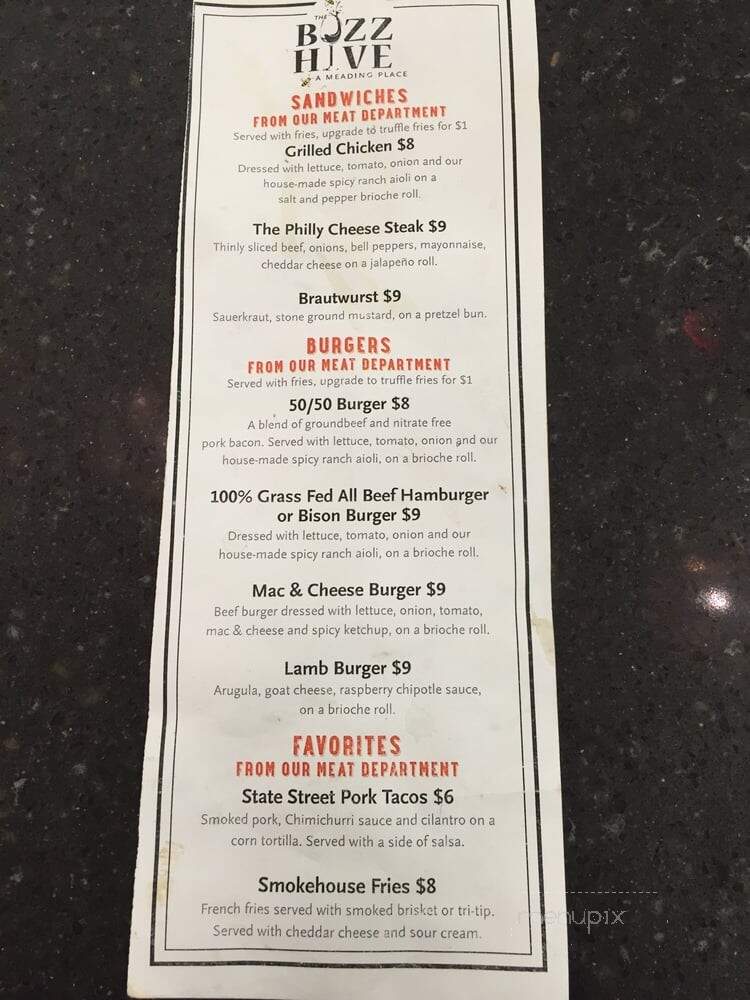 The Buzz Hive - Santa Barbara, CA menu_pic