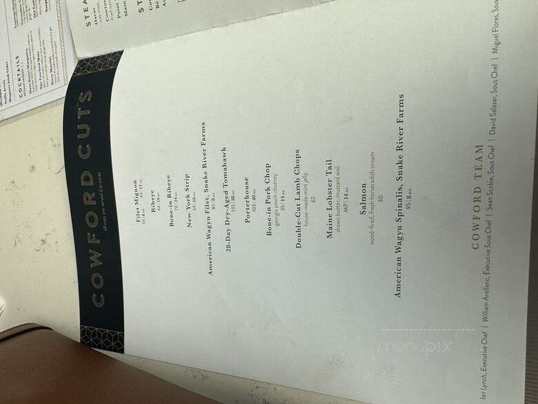Cowford Chophouse - Jacksonville, FL menu_pic