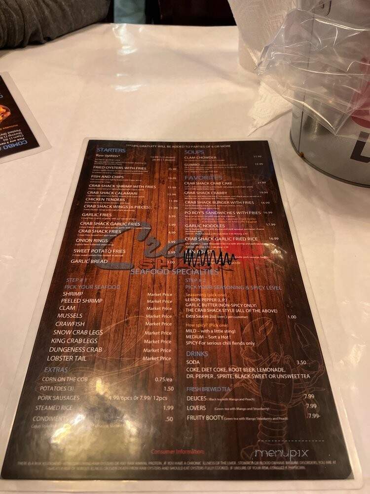 The Crab Shack - Gardena, CA menu_pic