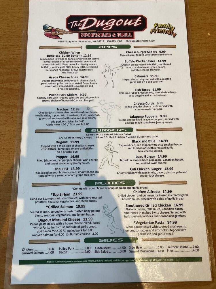 The Dugout Sports Bar And Grill - Bremerton, WA menu_pic