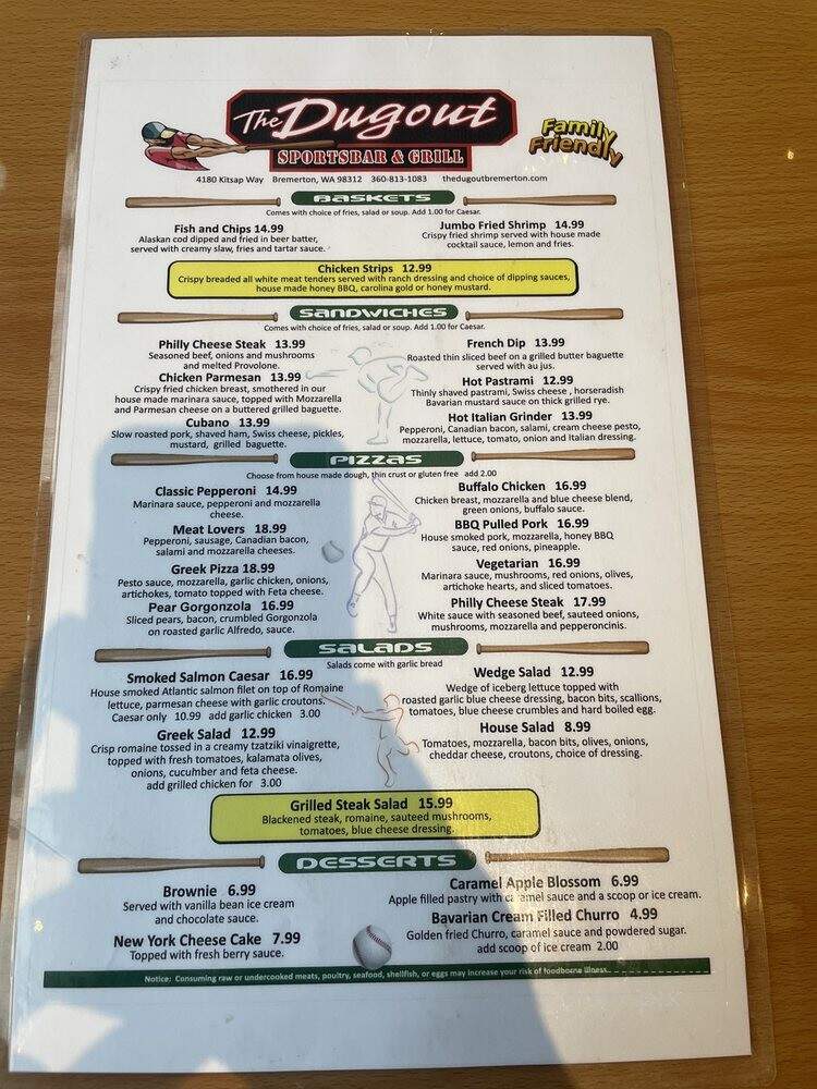 The Dugout Sports Bar And Grill - Bremerton, WA menu_pic