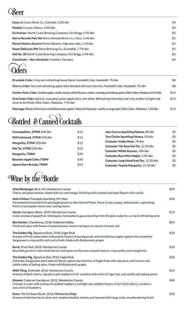 The Golden Pig - Hopland, CA menu_pic