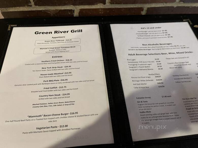 The Green River Grill - Mammoth Cave, KY menu_pic