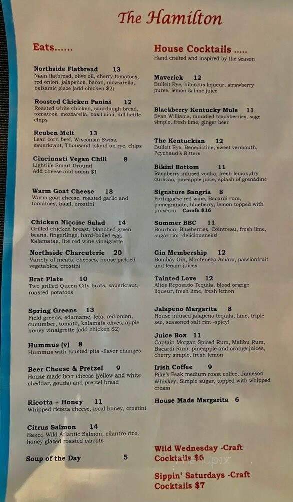 The Hamilton - Cincinnati, OH menu_pic