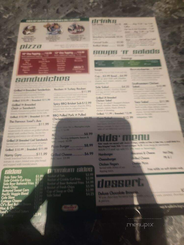 The Horny Toad American Grill & Bar - Cedar Falls, IA menu_pic