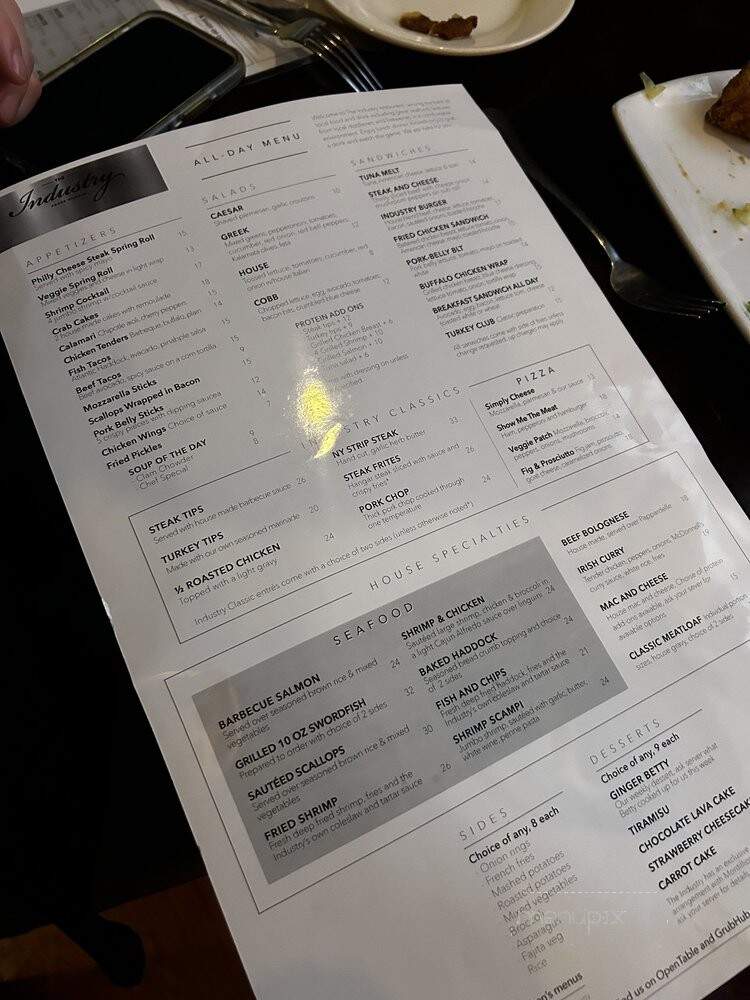 The Industry - Dorchester, MA menu_pic