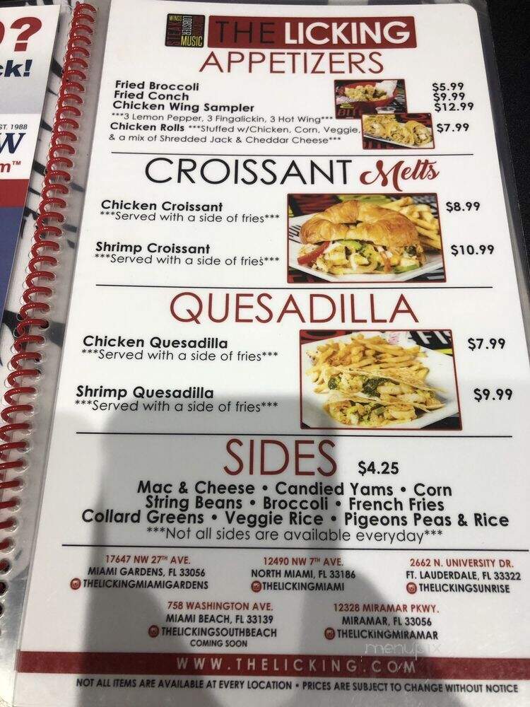 The Licking - Miramar, FL menu_pic