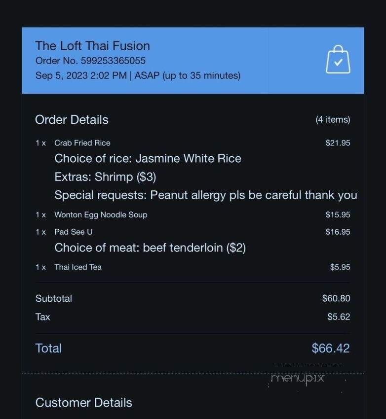 The Loft Thai Fusion - Vallejo, CA menu_pic