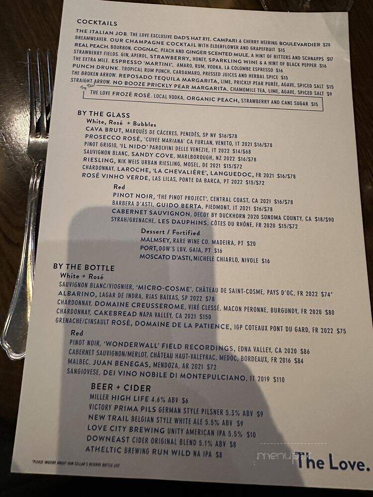 The Love - Philadelphia, PA menu_pic