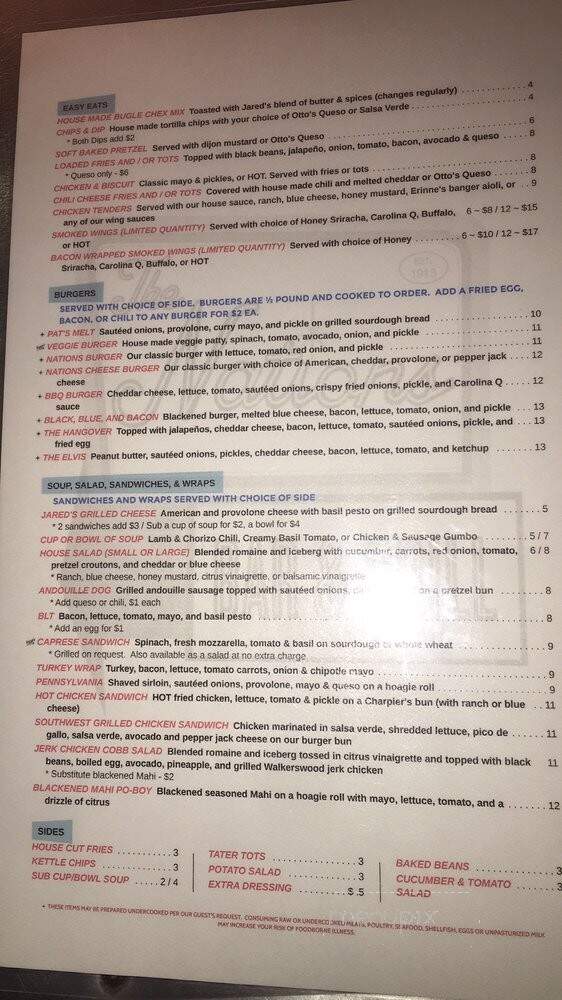 The Nations Bar & Grill - Nashville, TN menu_pic